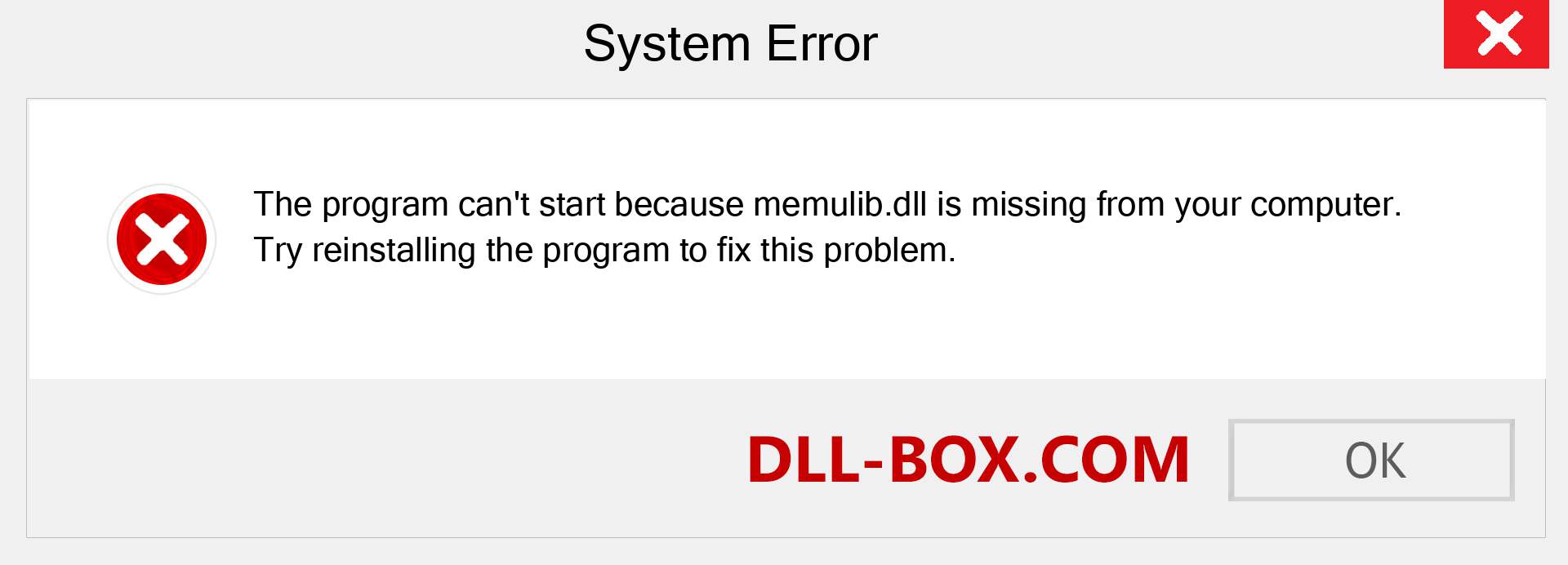  memulib.dll file is missing?. Download for Windows 7, 8, 10 - Fix  memulib dll Missing Error on Windows, photos, images